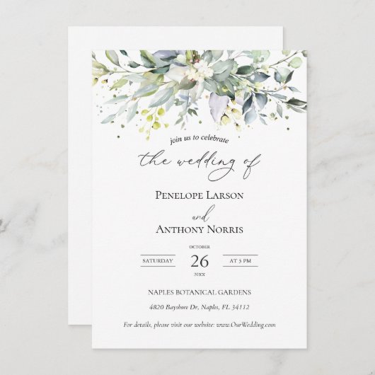 Faire-part de mariage d'élevage de plantes Eucalyp (Devant / Derrière)