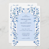 Faire-part de mariage Delft Arch Monogrammé (Devant / Derrière)