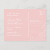 Faire-part de mariage délicat rose vintage (Dos)