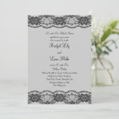 Faire-part de mariage Delicate et Lacy (gris) (Debout devant)