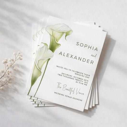 Faire-part de mariage "Délicats callas"