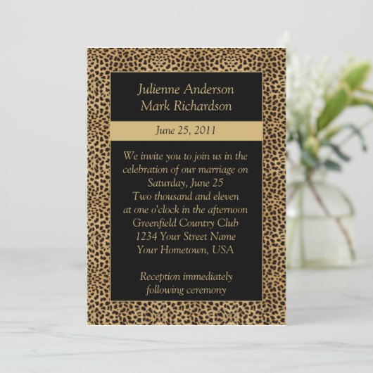 Faire-part de mariage d'empreinte de léopard (Debout devant)