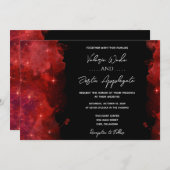 Faire-part de mariage d'encre Abstraite rouge