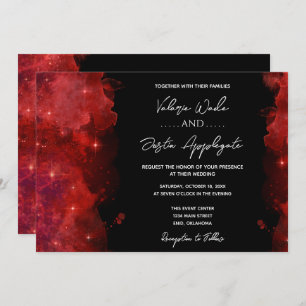 Faire-part de mariage d'encre Abstraite rouge