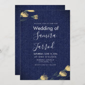 Faire-part de mariage Denim décontracté et Fleurs  (Devant / Derrière)