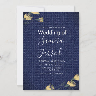 Faire-part de mariage Denim décontracté et Fleurs