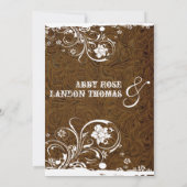 Faire-part de mariage dentelle en cuir Brown foncé (Dos)