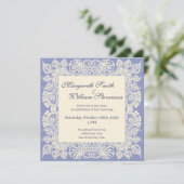 Faire-part de mariage dentelle florale pourpre (Debout devant)