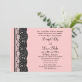 Faire-part de mariage dentelle française (rose) (Debout devant)