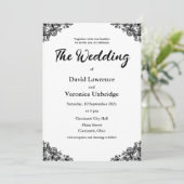 Faire-part de mariage dentelle noire et blanche (Debout devant)