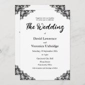 Faire-part de mariage dentelle noire et blanche (Devant / Derrière)