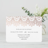 Faire-part de mariage dentelle rose Gold (Debout devant)