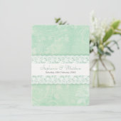 Faire-part de mariage dentelle verte et blanche (Debout devant)