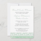 Faire-part de mariage dentelle verte et blanche (Dos)