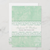 Faire-part de mariage dentelle verte et blanche (Devant / Derrière)
