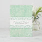 Faire-part de mariage dentelle verte et blanche (Debout devant)