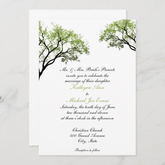 Faire-part de mariage des arbres de printemps (Devant / Derrière)