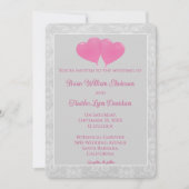 Faire-part de mariage des ballons de coeur rose (Devant)