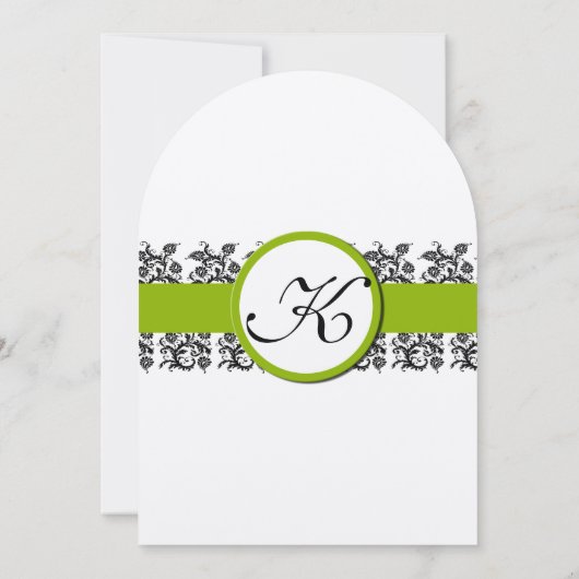 Faire-part de mariage des bordures de Damask vert (Dos)