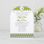 Faire-part de mariage des bordures de Damask vert (Debout devant)