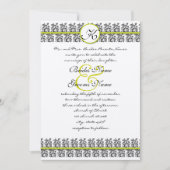 Faire-part de mariage des bordures de Damask vert (Devant)