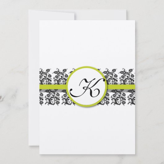 Faire-part de mariage des bordures de Damask vert (Dos)