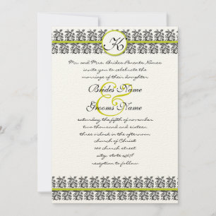 Faire-part de mariage des bordures de Damask vert 