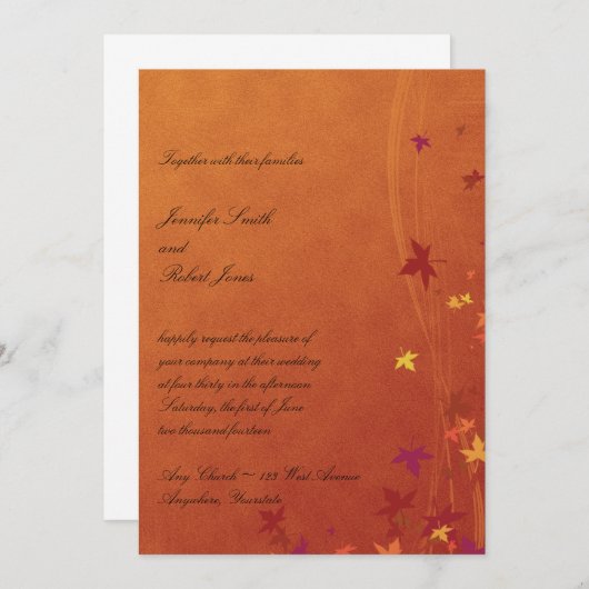 Faire-part de mariage des brises d'automne (Devant / Derrière)