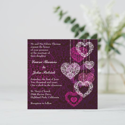 Faire-part de mariage des coeurs (Debout devant)