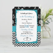 Faire-part de mariage des Coeurs Floraux Noirs et (Debout devant)