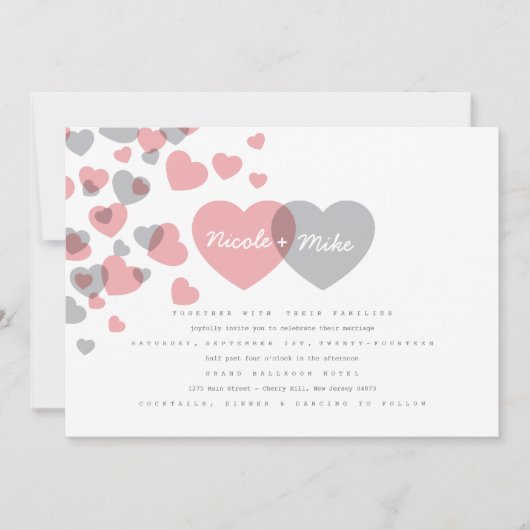 Faire-part de mariage des Coeurs modernes (Devant)