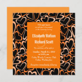 Faire-part de mariage des coeurs orange (Devant / Derrière)