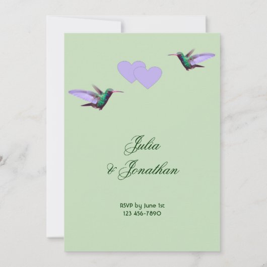 Faire-part de mariage des colibris (Dos)