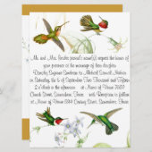 Faire-part de mariage des colibris et des fleurs (Devant / Derrière)