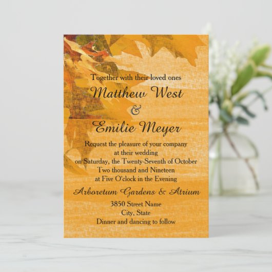 Faire-part de mariage des congés d'automne (Debout devant)