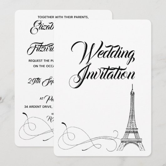 Faire-part de mariage des Doodles Parisiens (Devant / Derrière)
