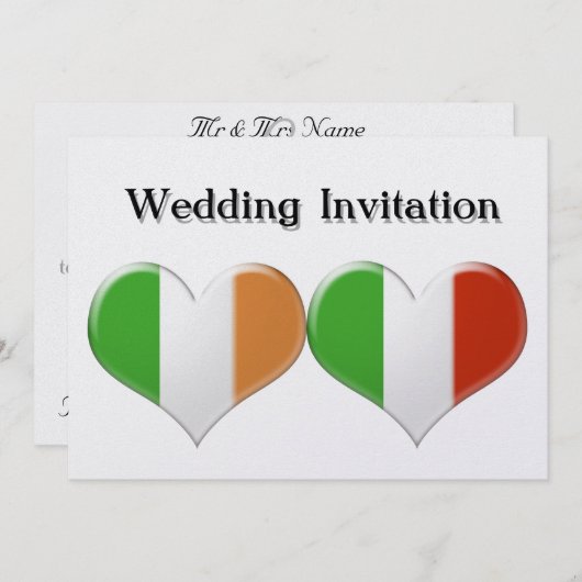 Faire-part de mariage des drapeaux cardiaques irla (Devant / Derrière)