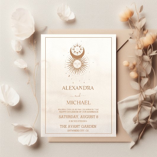 Faire-part de mariage des étoiles célestes d'or my