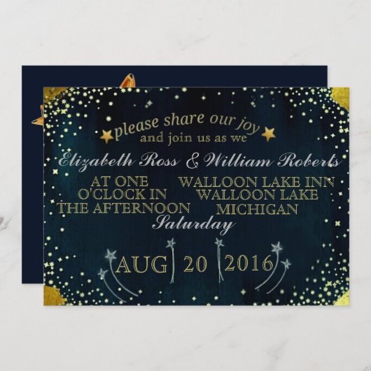 Faire-part de mariage des étoiles de tir (Devant / Derrière)