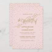 Faire-part de mariage des étoiles roses et or fant (Devant / Derrière)