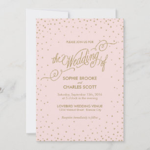 Faire-part de mariage des étoiles roses et or fant