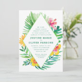 Faire-part de mariage des Feuilles d'aquarelle tro (Debout devant)