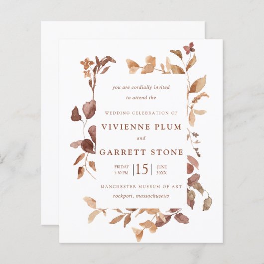 FAIRE-PART DE MARIAGE des feuilles d'automne éléga (Devant / Derrière)