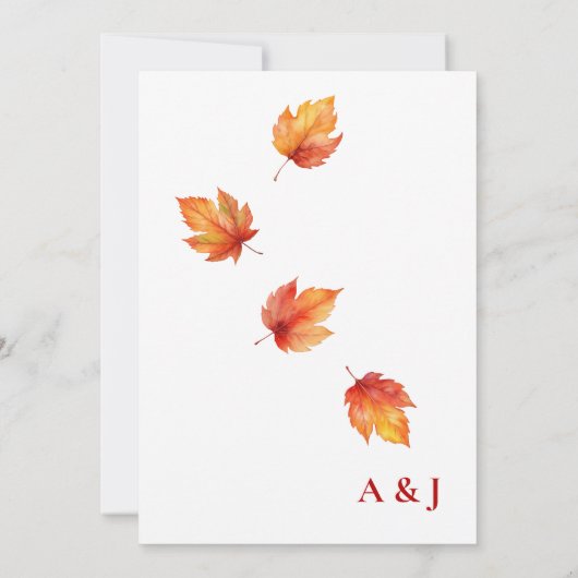 Faire-part de mariage des feuilles d'automne en ba (Dos)