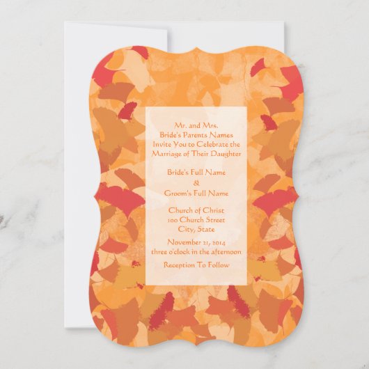 Faire-part de mariage des feuilles rouges orange (Devant)