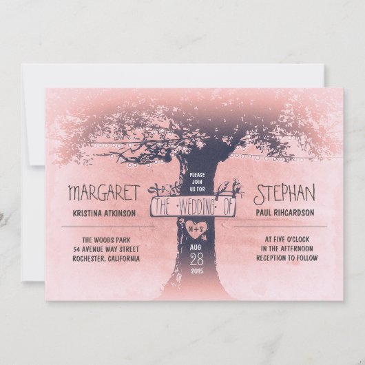 faire-part de mariage des feux à cordes et arbres  (Devant)