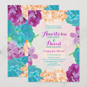 Faire-part de mariage des fleurs de paon