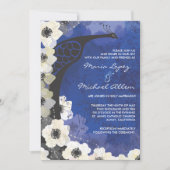 Faire-part de mariage des fleurs de paon et d'aném (Devant)