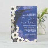 Faire-part de mariage des fleurs de paon et d'aném (Debout devant)