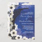 Faire-part de mariage des fleurs de paon et d'aném (Devant / Derrière)
